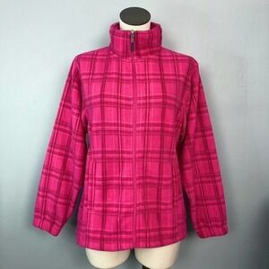 10,000 ft above sea level Pink Plaid Fleece Full Zip Women's Jacket Size M